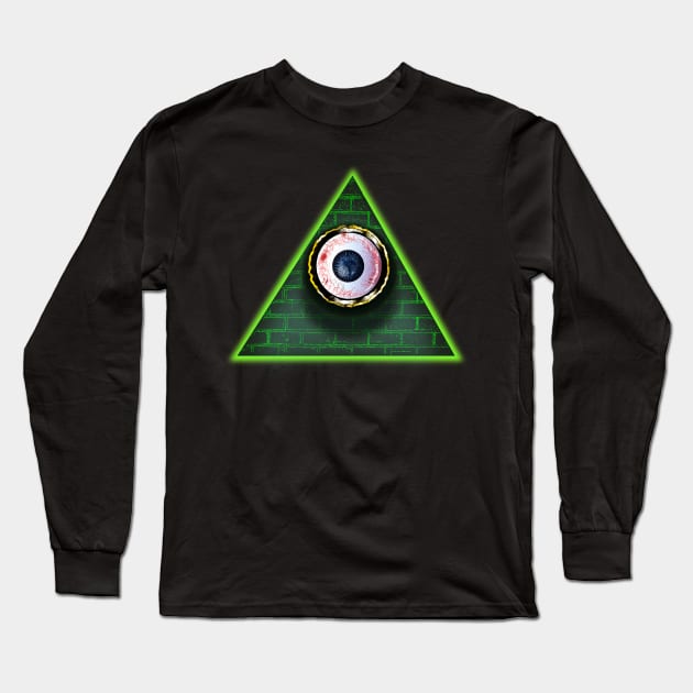 Evil Eye - Distressed Illuminati All Seeing Eye Long Sleeve T-Shirt by geodesyn